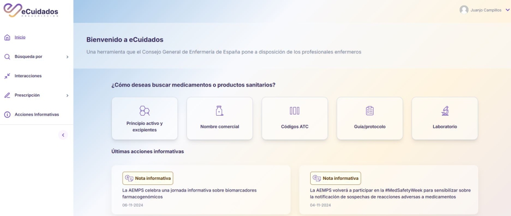 eCuidados prescripción, una plataforma para facilitar la práctica asistencial enfermera y el manejo de medicamentos